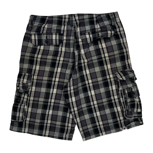 Vintage Lee Checked Cargo Shorts - 32W 10L Grey Cotton