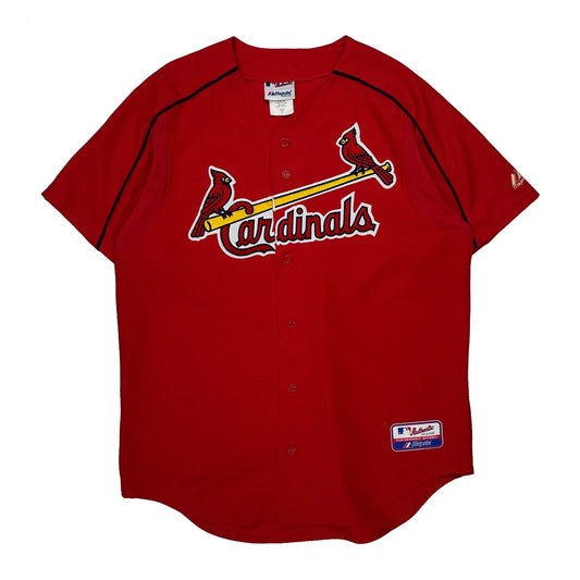 Vintage 90S Made In USA Majestic Cardinals Jersey - Large Red Polyester