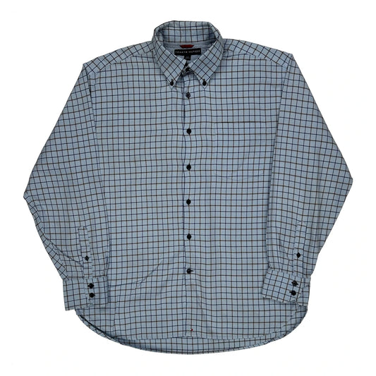 Vintage Tommy Hilfiger Checked Shirt - Large Blue Cotton