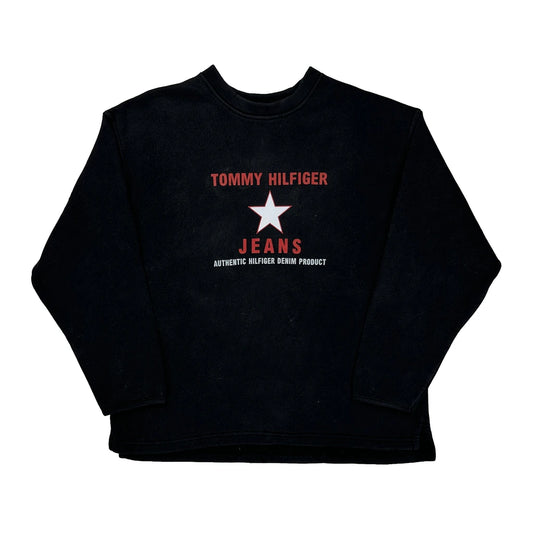 Tommy Hilfiger Spellout Sweatshirt - Medium Black Cotton