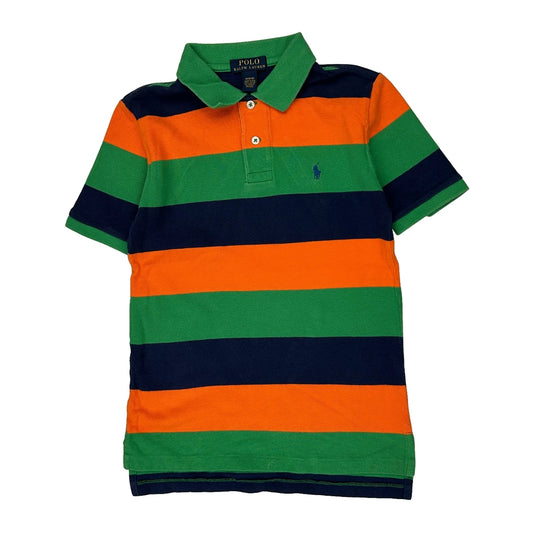 Age 10-12 Polo By Ralph Lauren Striped Polo Shirt - Medium Green Cotton