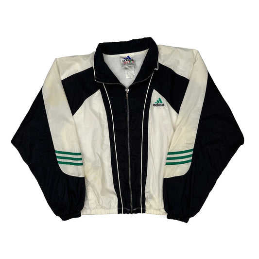 Adidas Striped Track Jacket - Medium Black Nylon