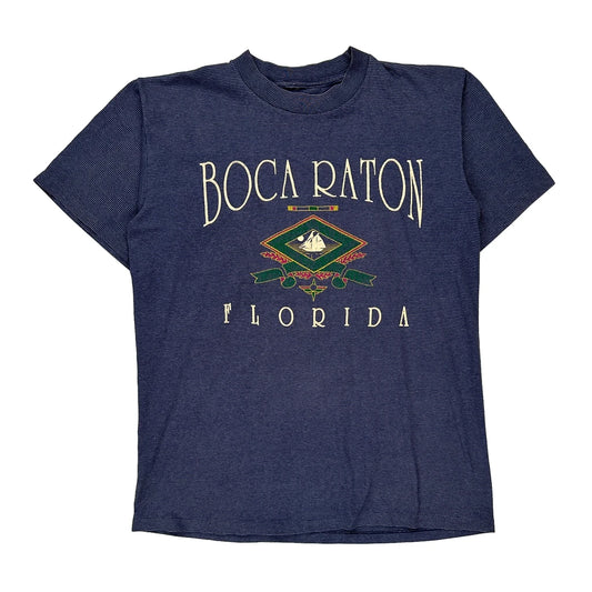 Boca Raton Florida Unbranded Single Stitch T-Shirt - Large Blue Cotton