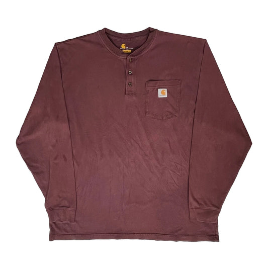 Carhartt Long Sleeve T-Shirt - XL Burgundy Cotton