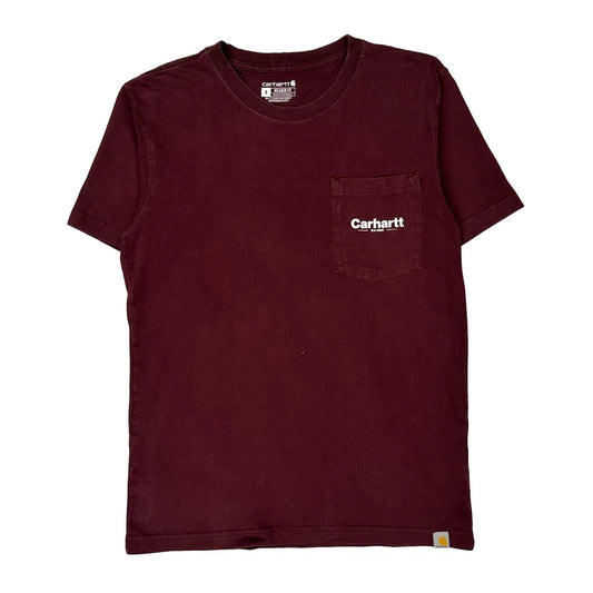 Carhartt T-Shirt - Small Burgundy Cotton