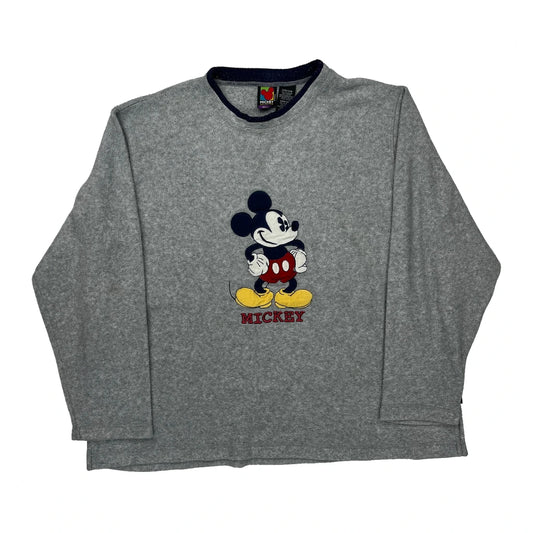 Mickey Unlimited Cartoon Fleece - XL Grey Polyester Blend