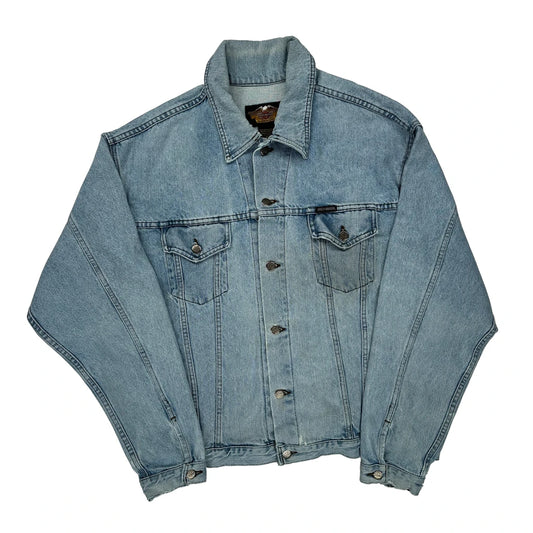 Motorcycles Harley Davidson Graphic Denim Jacket - XL Light Wash Cotton