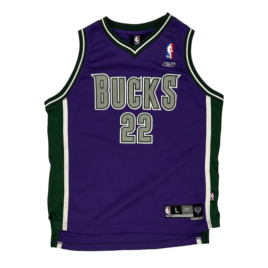 Age 12-13 Milwaukee Bucks Reebok Nba Jersey - Large Purple Polyester