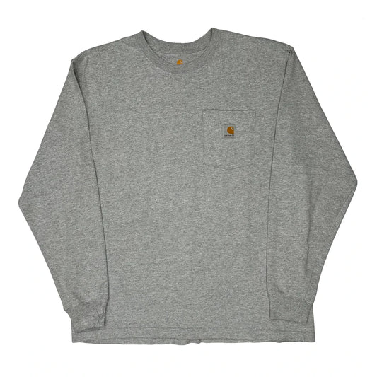 Carhartt Long Sleeve T-Shirt - Large Grey Cotton Blend