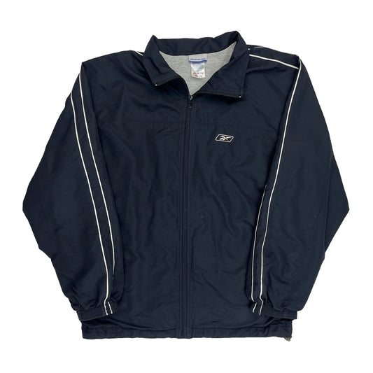Reebok Striped Track Jacket - Large Navy Polyester