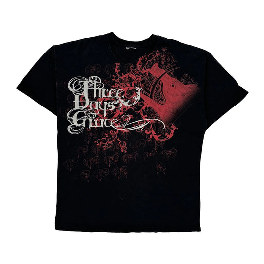 Three Days Grace Band T-Shirt - Medium Black Cotton
