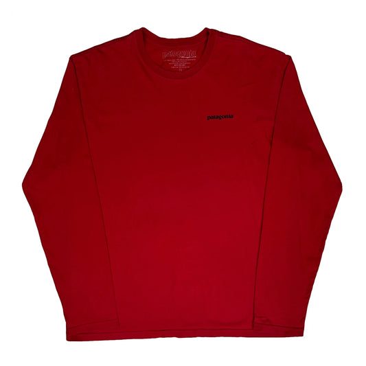 Patagonia Graphic Long Sleeve T-Shirt - Large Red Cotton