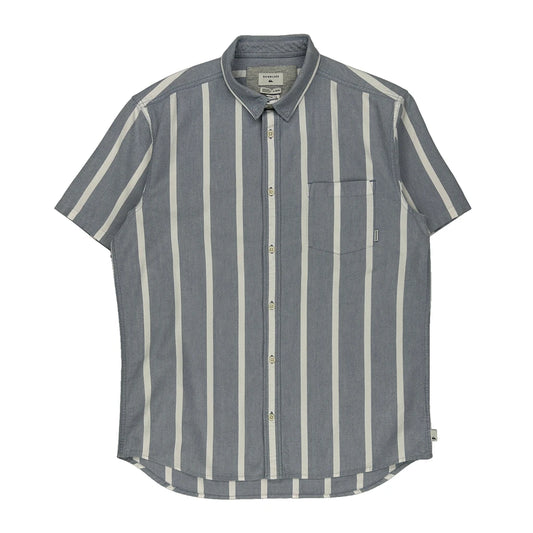 Quiksilver Striped Short Sleeve Shirt - XL Blue Cotton