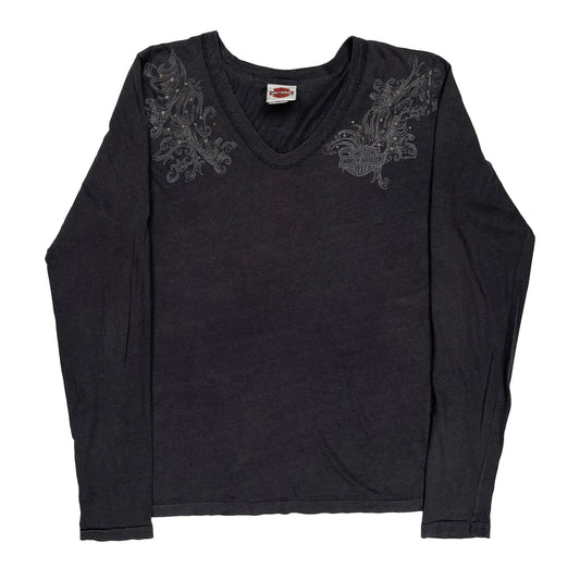 Winnipeg Harley Davidson Graphic Long Sleeve T-Shirt - XL Black Cotton