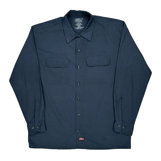 Dickies Shirt - Large Navy Polyester Blend