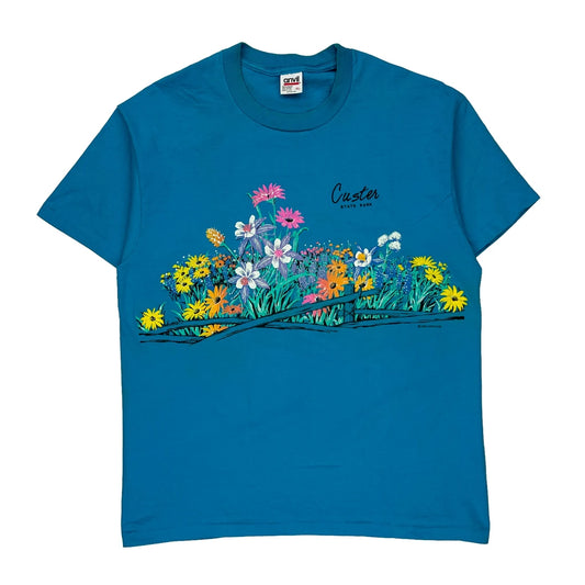 Anvil Single Stitch T-Shirt - XL Blue Cotton