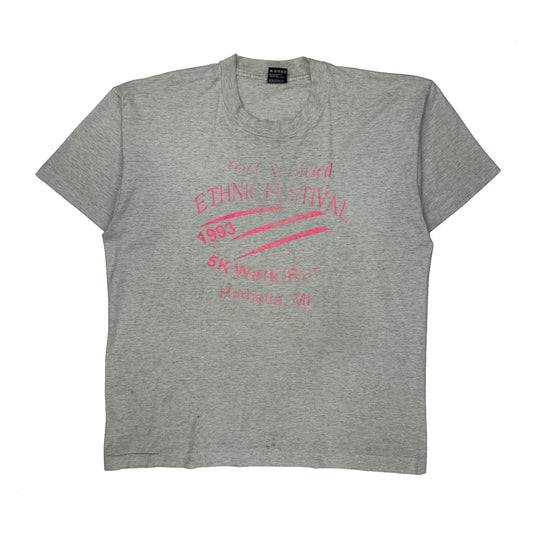 Ethnic Festival 1993 Fruit Of The Loom Single Stitch T-Shirt - XL Grey Cotton Blend
