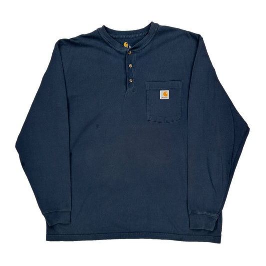 Carhartt Long Sleeve T-Shirt - XL Navy Cotton