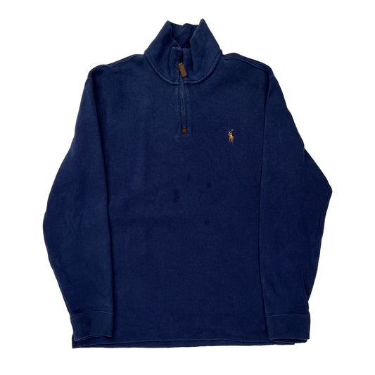 Polo By Ralph Lauren 1/4 Zip - Large Navy Cotton