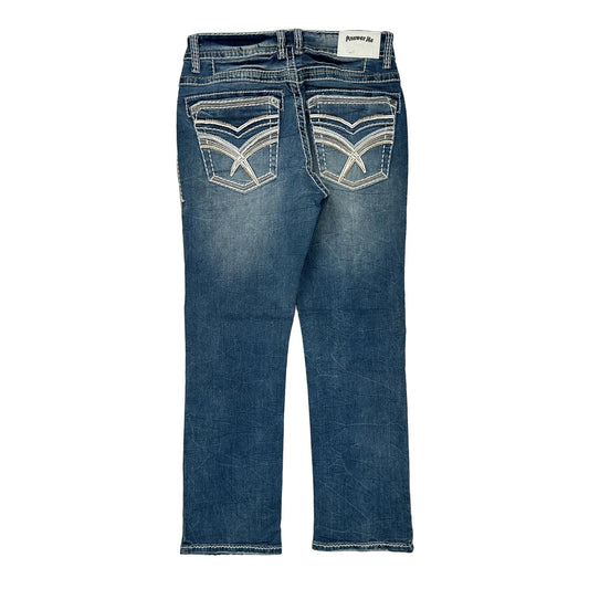 Answer Me Contrast Stitch Jeans - 31W UK 10 Blue Denim