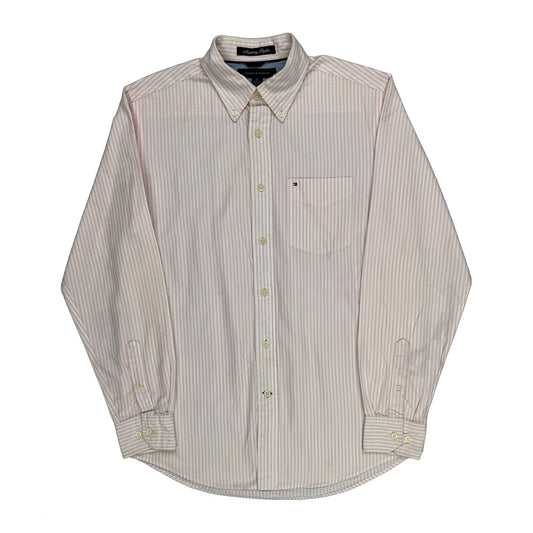 Vintage Tommy Hilfiger Striped Shirt - Small Pink Cotton