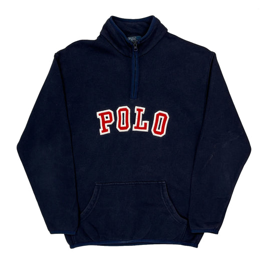 Age 10-12 Polo By Ralph Lauren Spellout 1/4 Zip - Large Navy Cotton Blend
