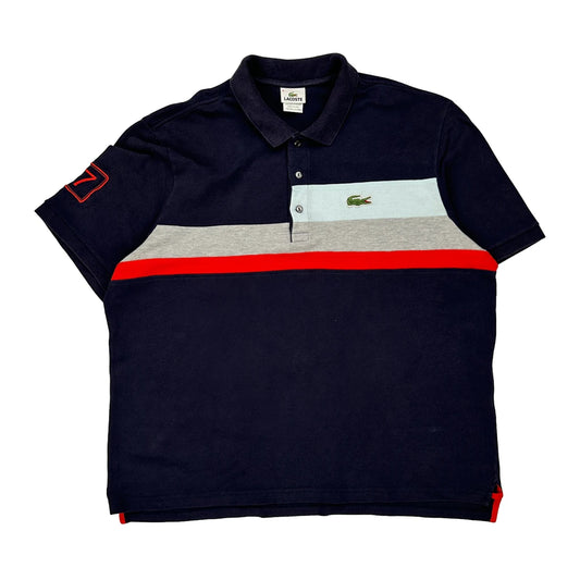 Lacoste Striped Polo Shirt - 3XL Grey Cotton
