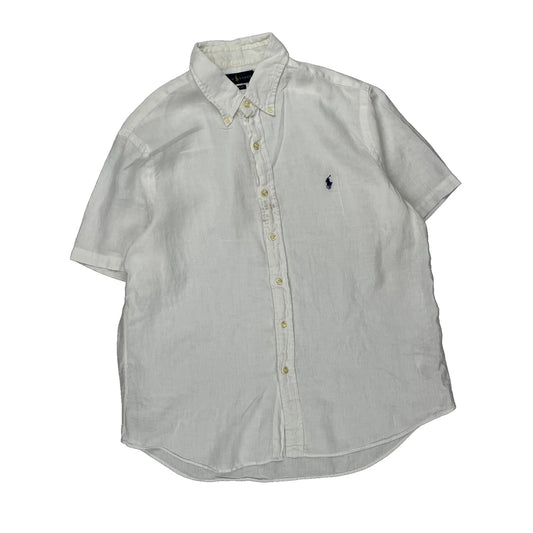 Ralph Lauren Short Sleeve Shirt - Large White Linen