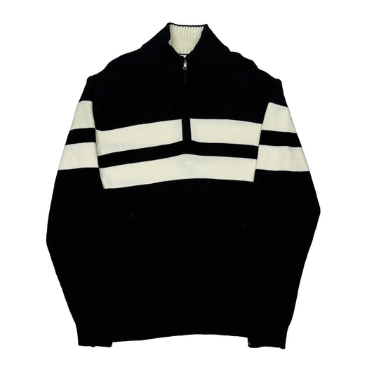 Tommy Hilfiger Striped 1/4 Zip - XL Black Cotton