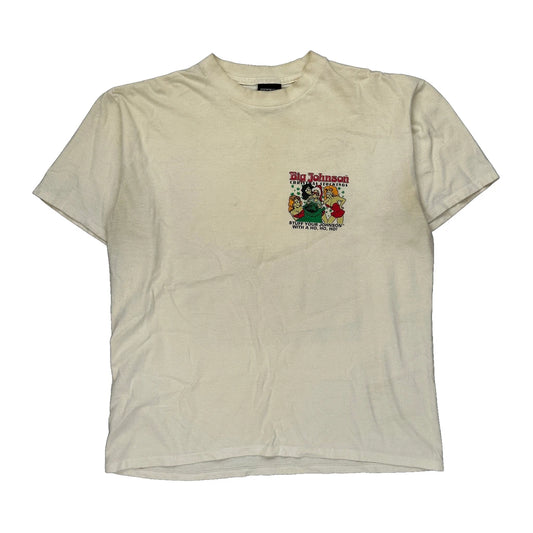 Big Johnson Single Stitch T-Shirt - Large Cream Cotton