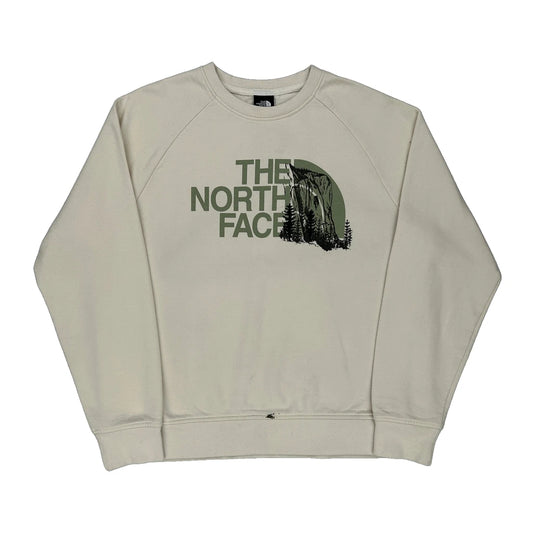 The North Face Graphic Sweatshirt - Large Cream Cotton
