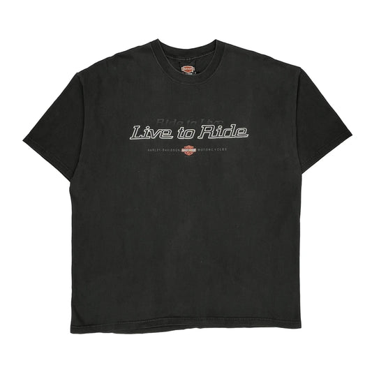 Peterson'S Miami Florida Harley Davidson Graphic T-Shirt - XL Black Cotton