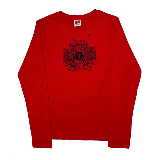 Rangers Baseball Club Nike Graphic Long Sleeve T-Shirt - Large Red Cotton