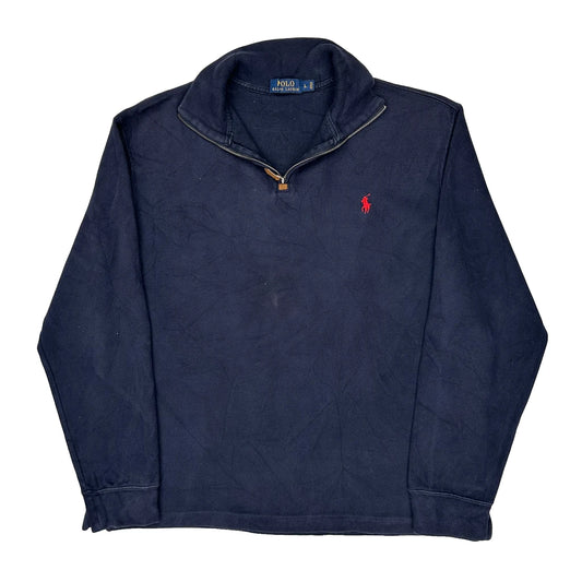 Polo By Ralph Lauren 1/4 Zip - Large Navy Cotton