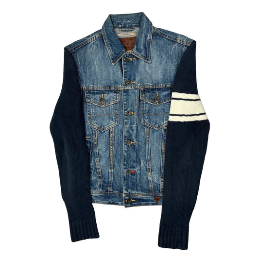 Guess Striped Denim Jacket - XS Blue Denim