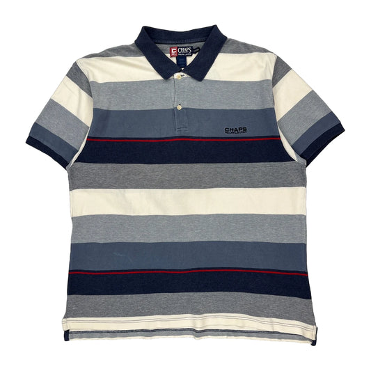 Chaps Ralph Lauren Striped Polo Shirt - 2XL Blue Cotton