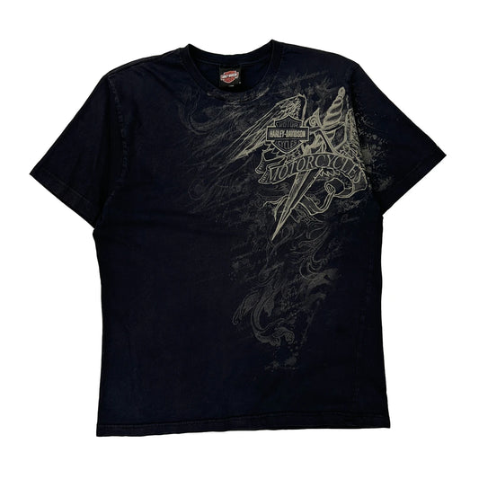 Motorcycles Harley Davidson Graphic T-Shirt - Large Black Cotton