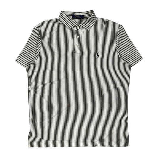 Polo By Ralph Lauren Striped Polo Shirt - Large Black & White Cotton