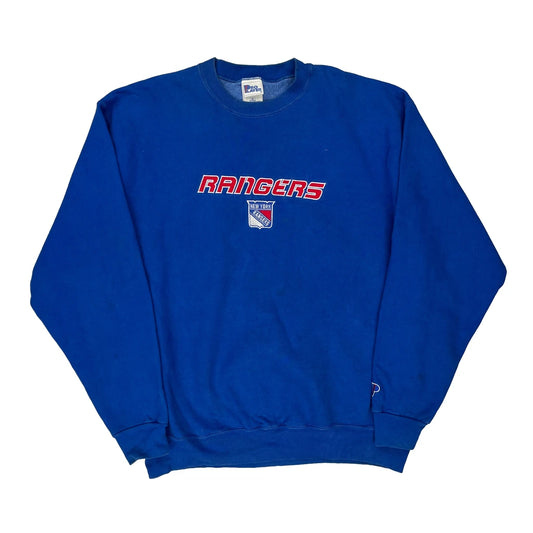 Made In USa New York Rangers Pro Player Nhl Sweatshirt - XL Blue Cotton