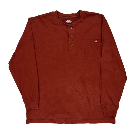 Dickies Long Sleeve T-Shirt - Large Red Cotton