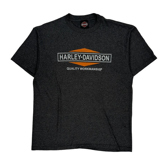 French Quarter New Orleans Harley Davidson Graphic T-Shirt - Large Grey Cotton Blend