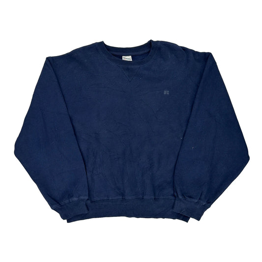 90S Blank Russell Athletic Sweatshirt - Medium Navy Cotton