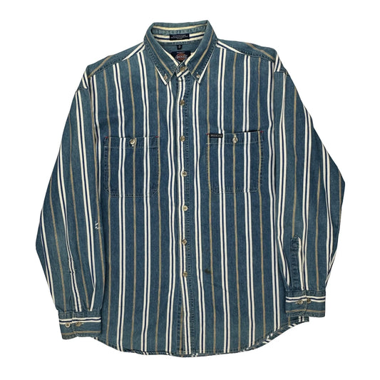 Dickies Striped Denim Shirt - Medium Blue Cotton