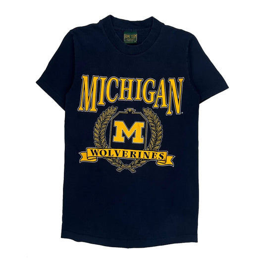 Vintage Michigan Wolverines Home Team Single Stitch T-Shirt - Medium Navy Cotton