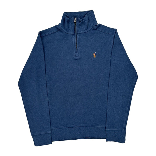 Age 10-12 Polo By Ralph Lauren 1/4 Zip - Medium Blue Cotton