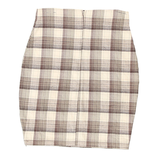 Vintage Unbranded Checked Mini Skirt - 28W UK 8 Cream Cotton Blend