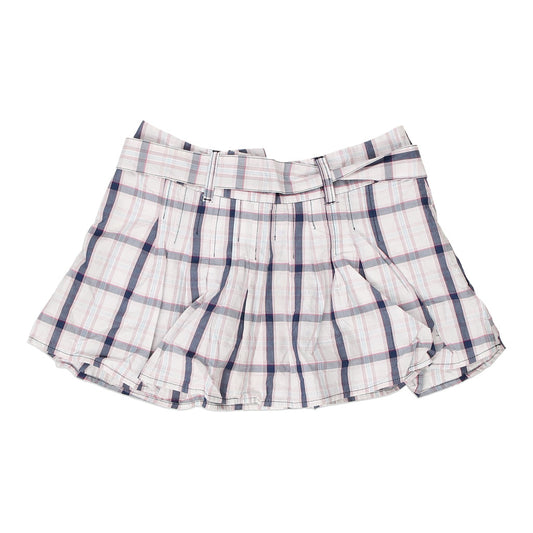 Vintage Terranova Checked Mini Skirt - 32W UK 12 White Cotton