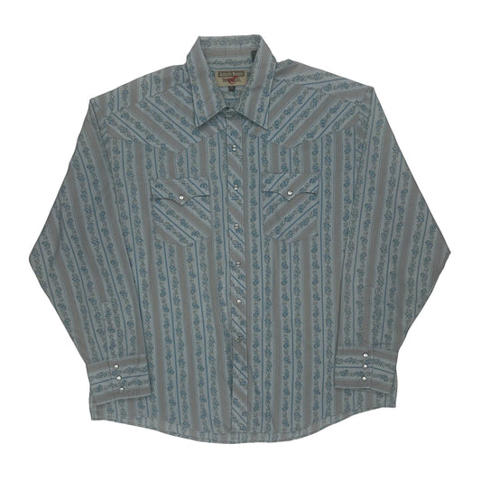Vintage Youngbloods Striped Shirt - XL Blue Polyester Blend