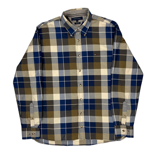 Custom Fit Tommy Hilfiger Checked Shirt - Large Blue Cotton