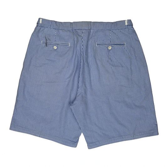Polo By Ralph Lauren Checked Pleated Chino Shorts - 34W 6L Blue Cotton